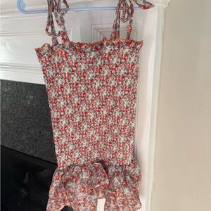 Katie J NYC Red and White Smocked Dress